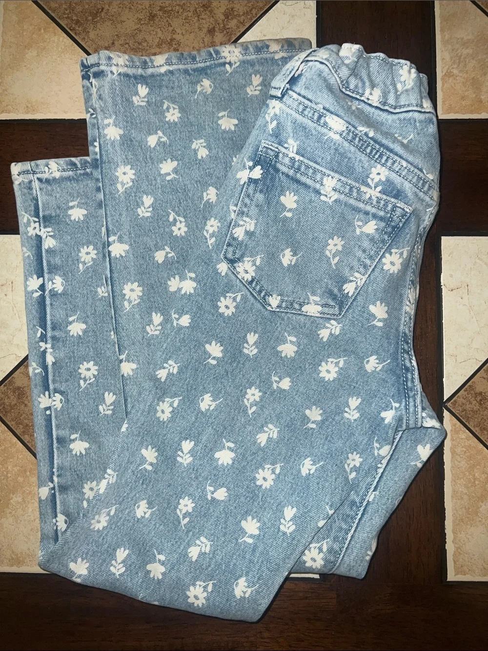 Old Navy Light Blue Floral Print Jeans for Kids